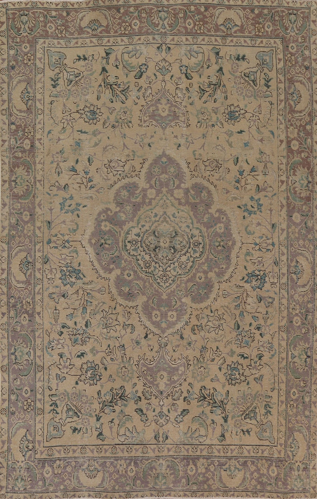 Distressed Wool Tabriz Persian Area Rug 8x11