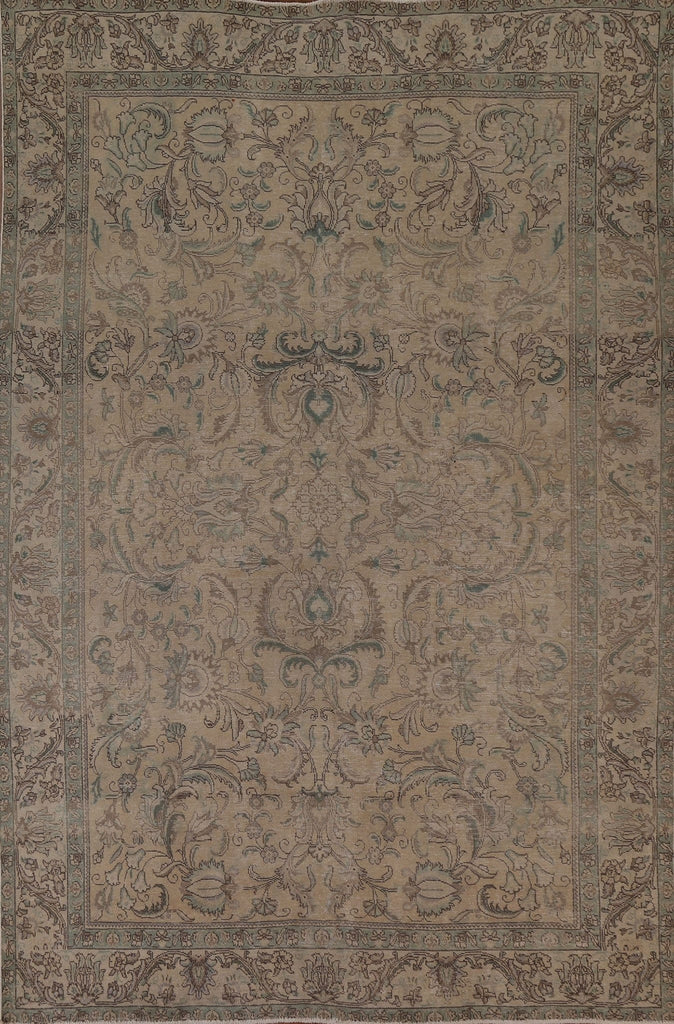 Distressed Floral Tabriz Persian Area Rug 8x11