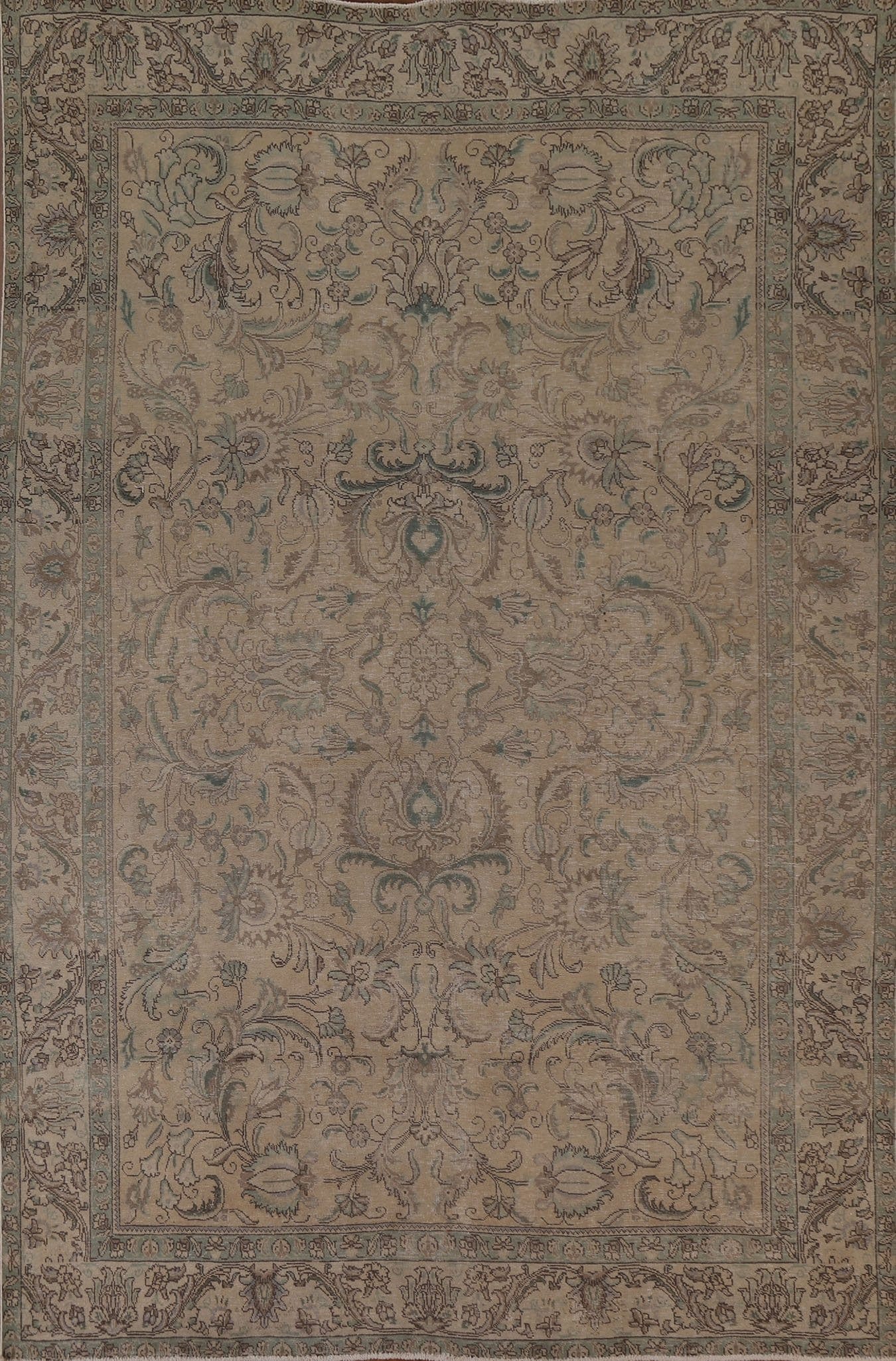 Distressed Floral Tabriz Persian Area Rug 8x11