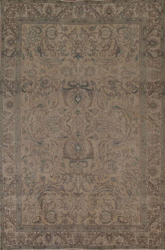 Distressed Floral Tabriz Persian Area Rug 8x11