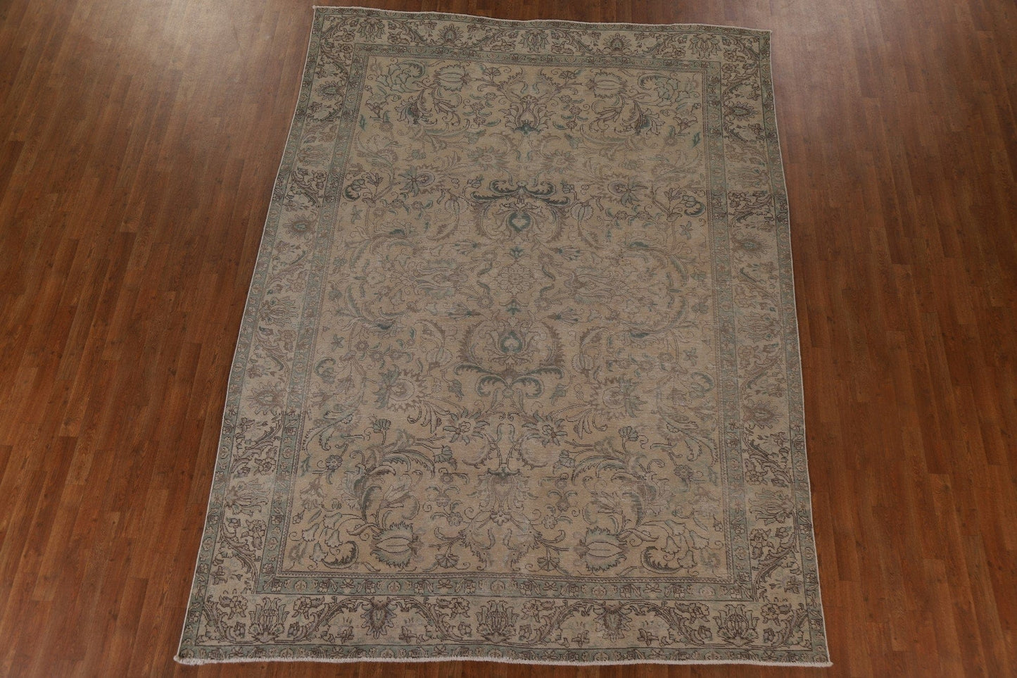 Distressed Floral Tabriz Persian Area Rug 8x11