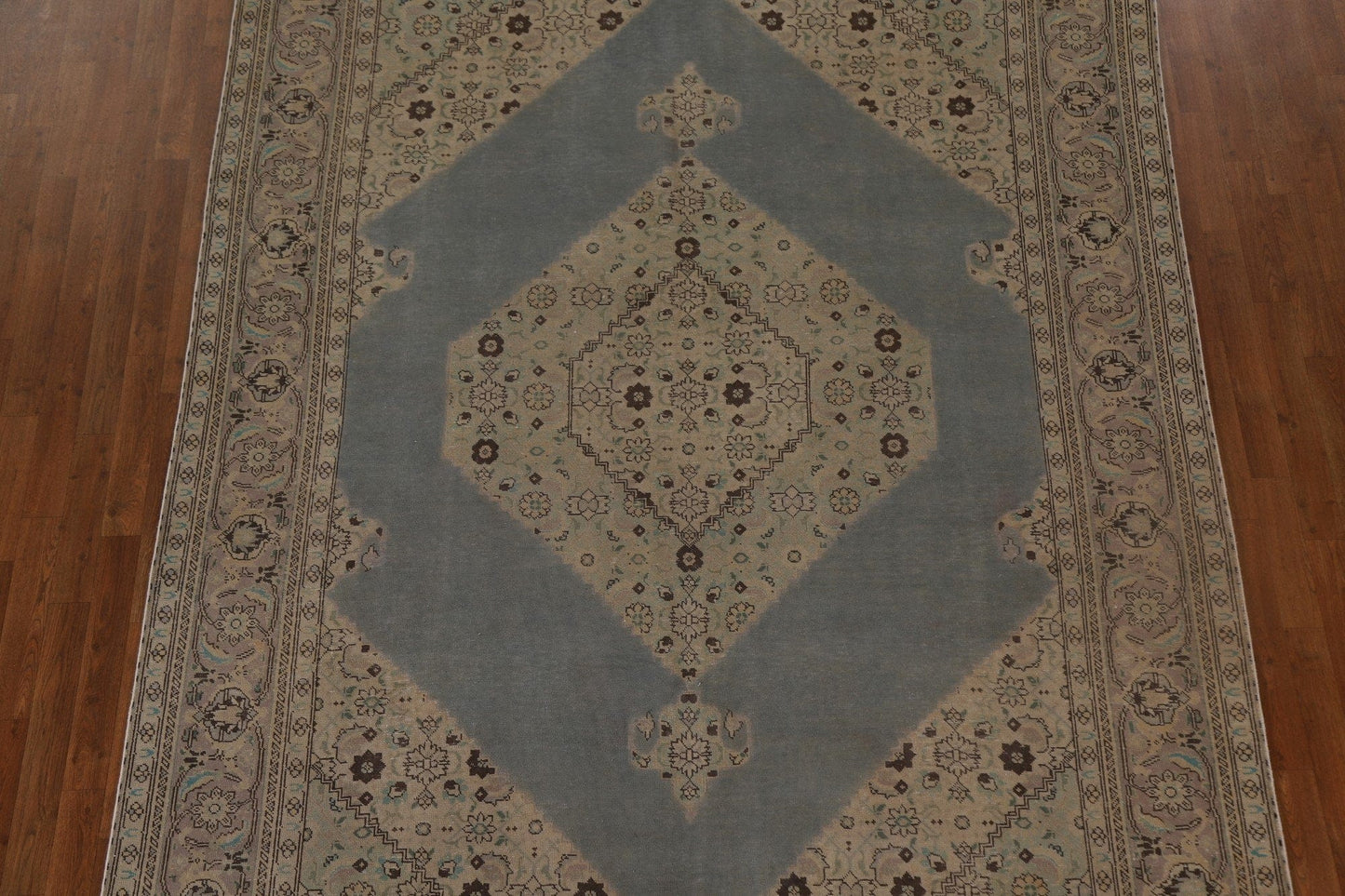 Distressed Geometric Tabriz Persian Area Rug 7x11