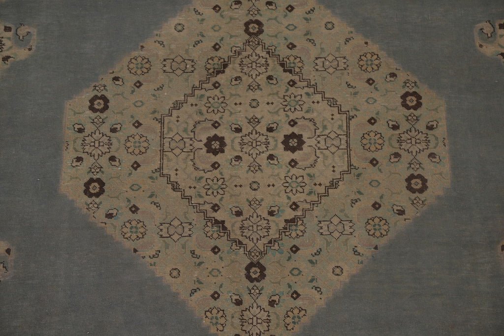 Distressed Geometric Tabriz Persian Area Rug 7x11