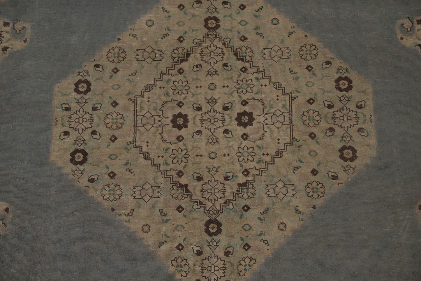 Distressed Geometric Tabriz Persian Area Rug 7x11