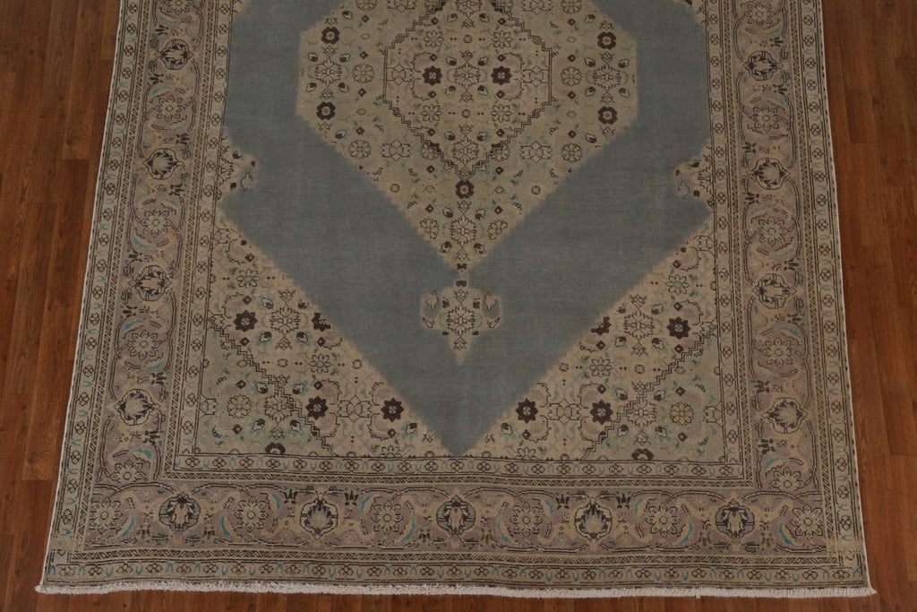 Distressed Geometric Tabriz Persian Area Rug 7x11