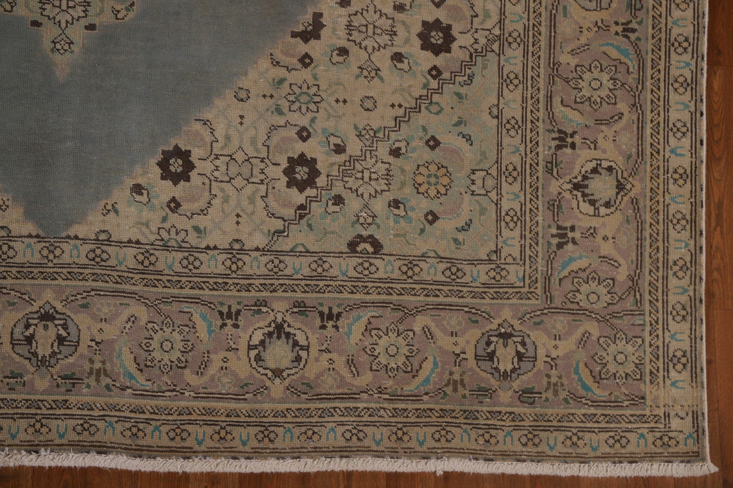 Distressed Geometric Tabriz Persian Area Rug 7x11