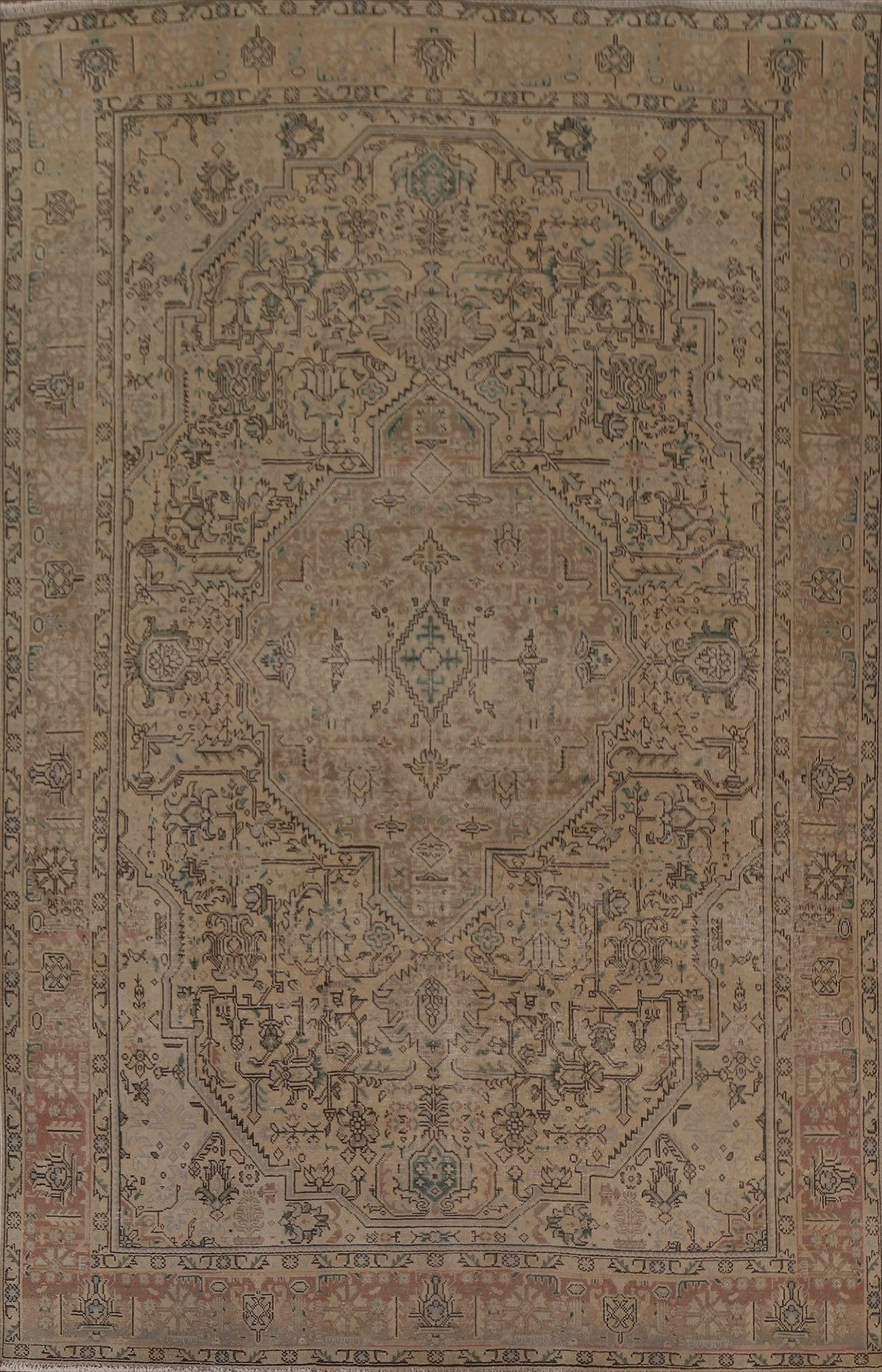 Distressed Vintage Tabriz Persian Area Rug 8x11