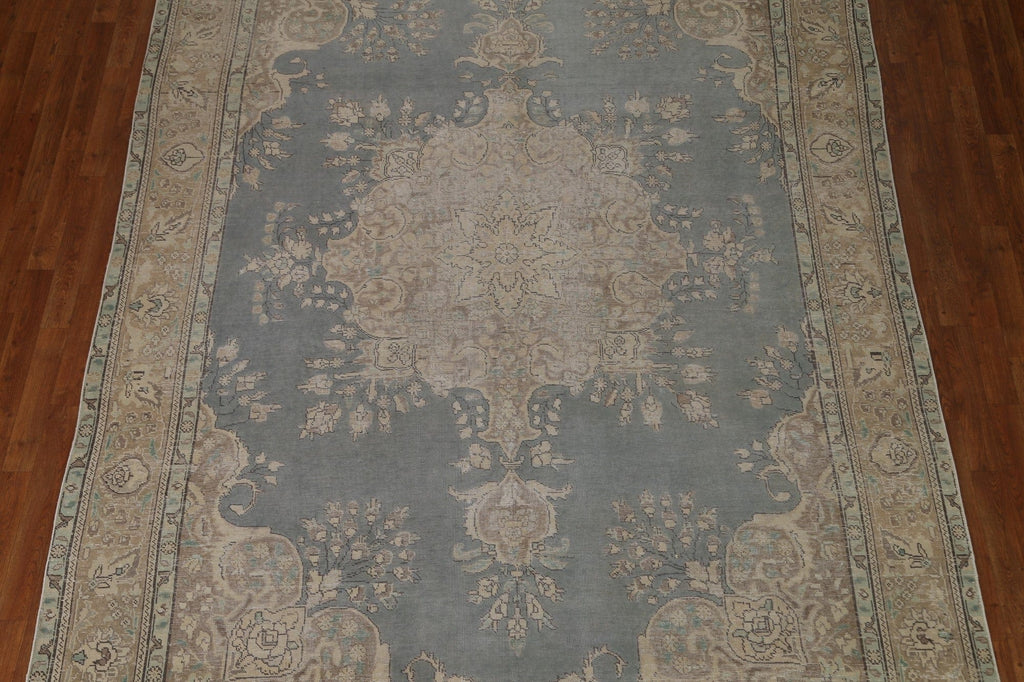 Distressed Gray Tabriz Persian Area Rug 8x11