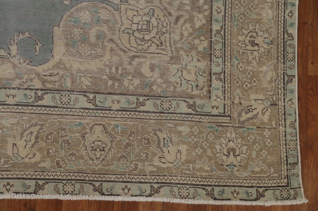 Distressed Gray Tabriz Persian Area Rug 8x11