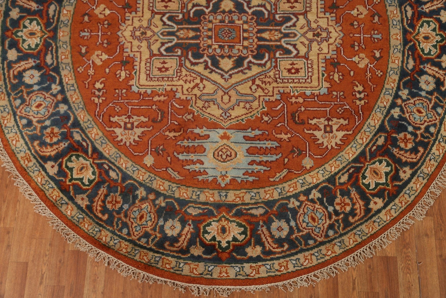 Geometric Heriz-Serapi Round Area Rug 8x8