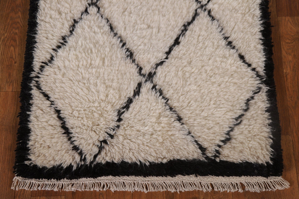 Ivory Moroccan Oriental Wool Rug 2x3