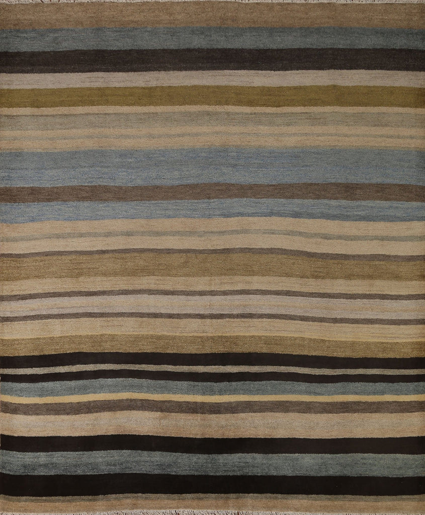 Striped Gabbeh Modern Square Rug 8x8