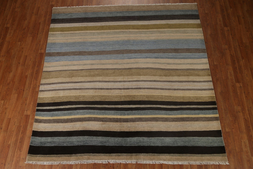 Striped Gabbeh Modern Square Rug 8x8