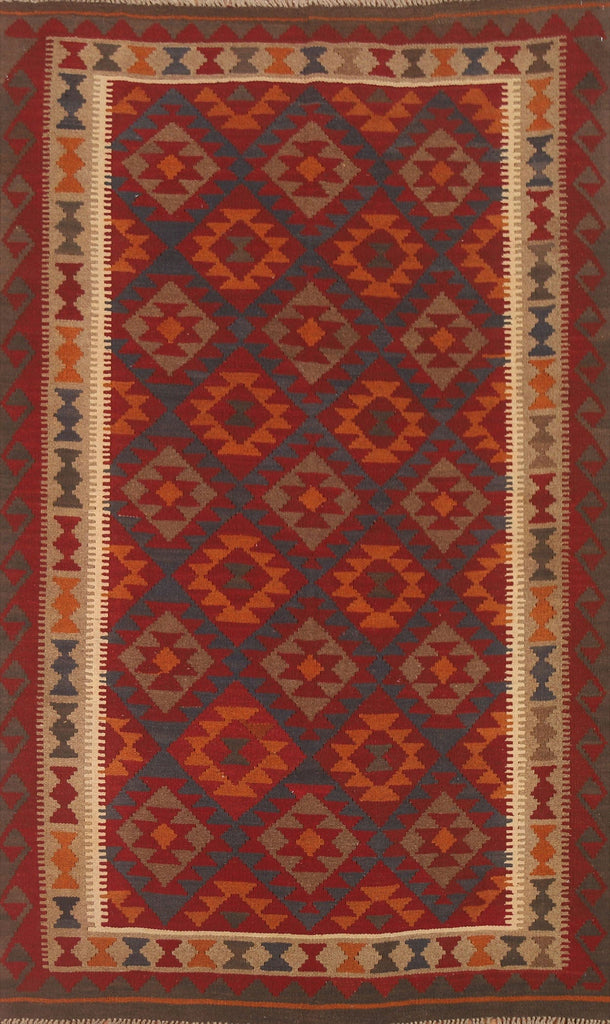 Geometric Kilim Reversible Wool Area Rug 5x8