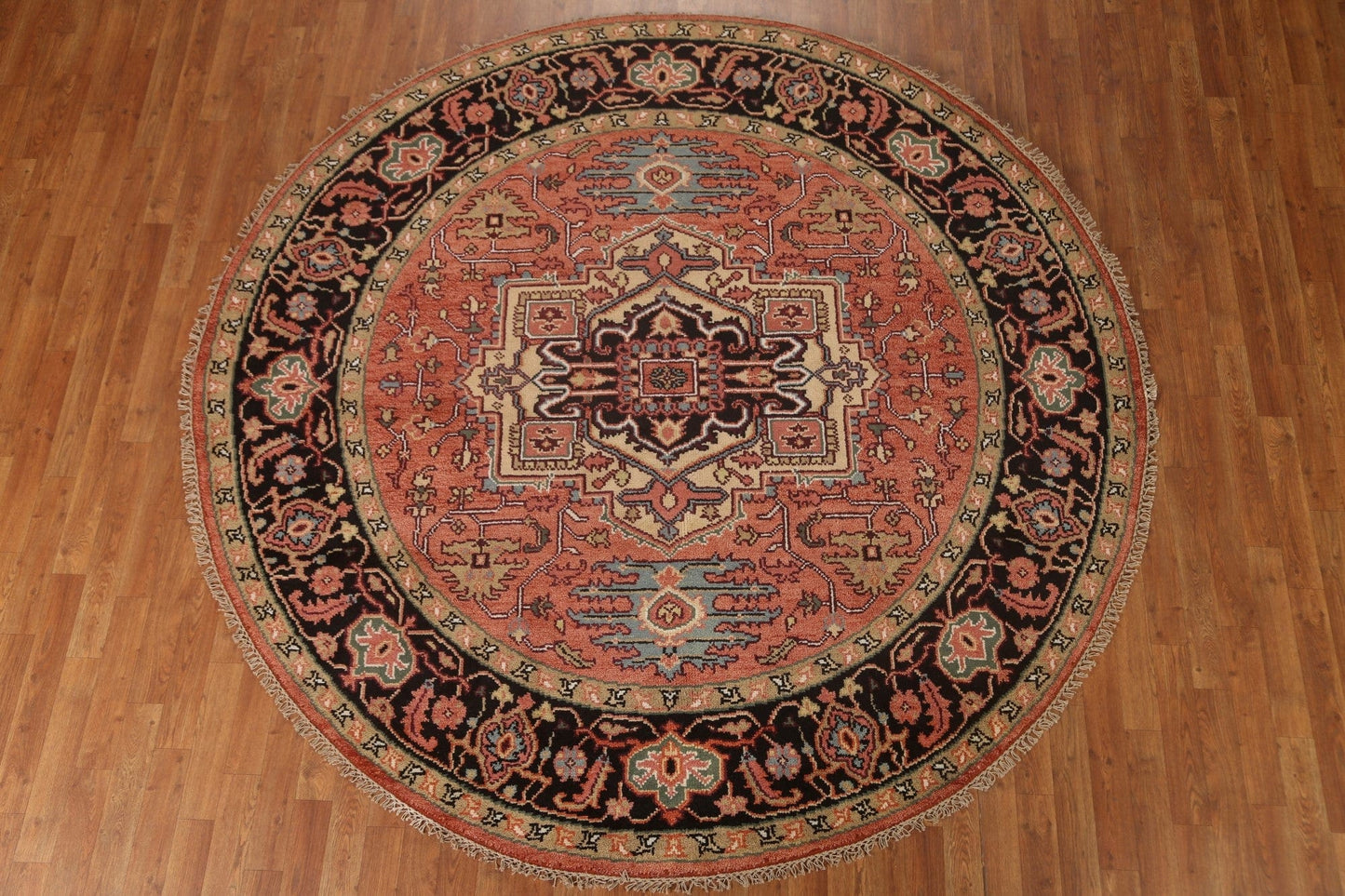 Round Heriz-Serapi Wool Area Rug 8x8