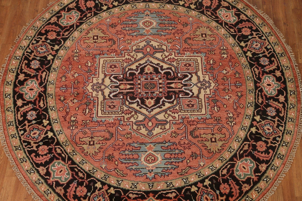 Round Heriz-Serapi Wool Area Rug 8x8