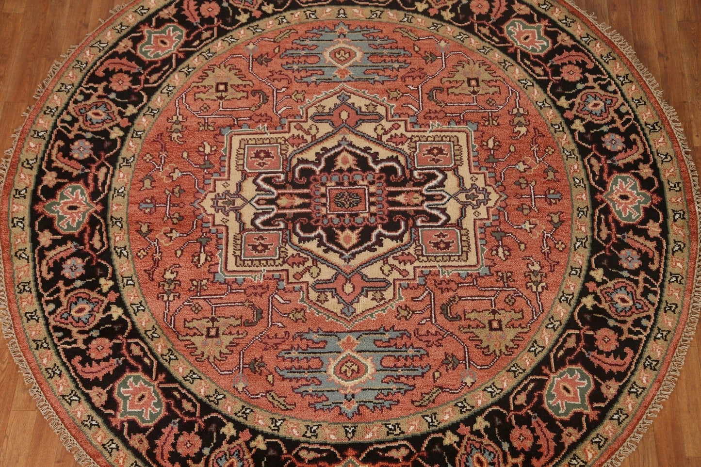 Round Heriz-Serapi Wool Area Rug 8x8