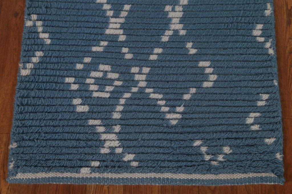 Striped Blue Moroccan Oriental Rug 2x3