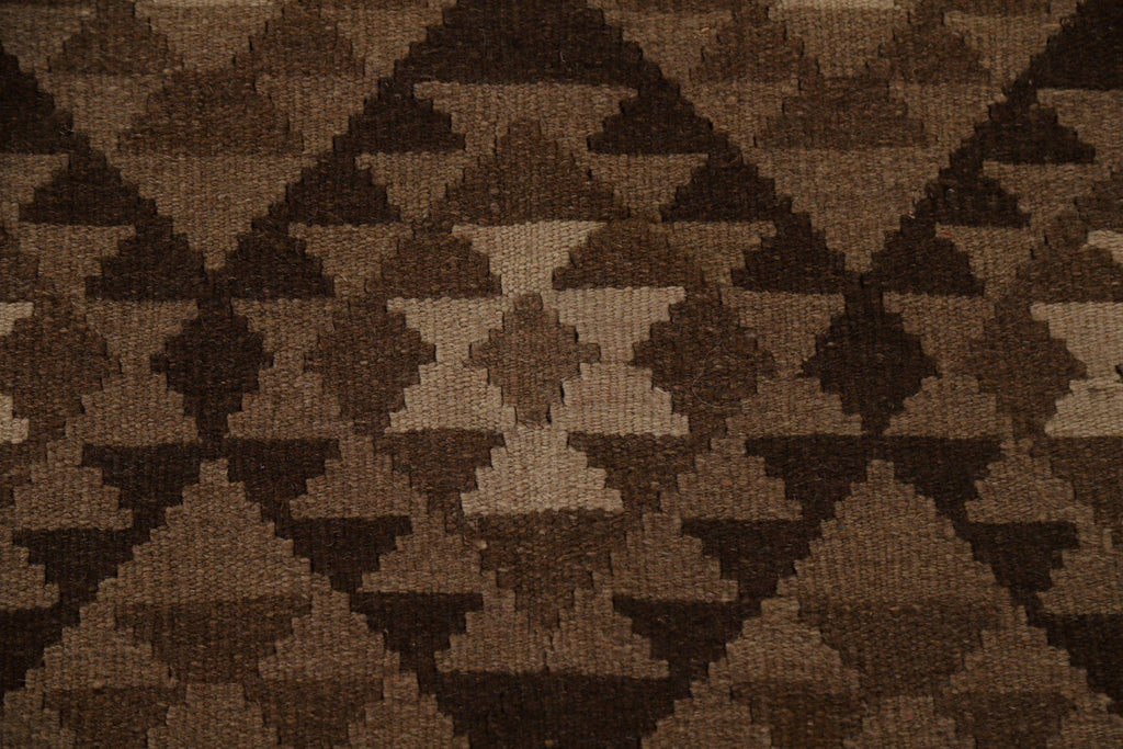 Brown Kilim Wool Area Rug 7x10