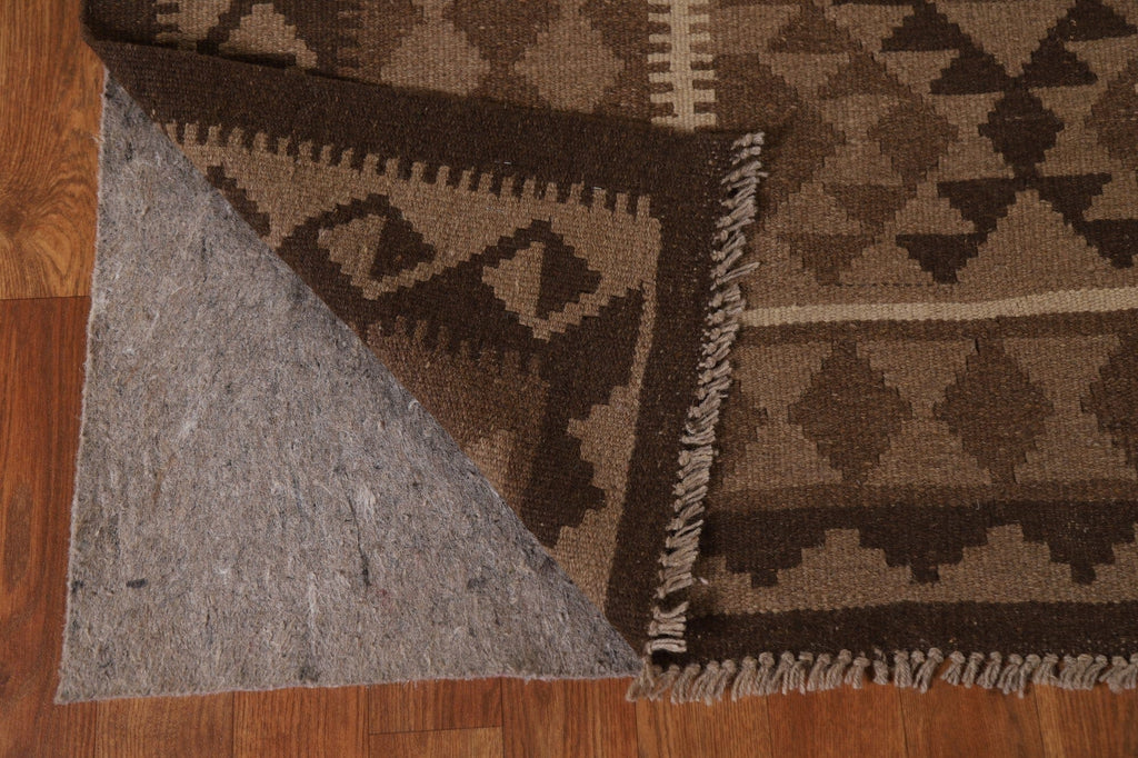 Brown Kilim Wool Area Rug 7x10