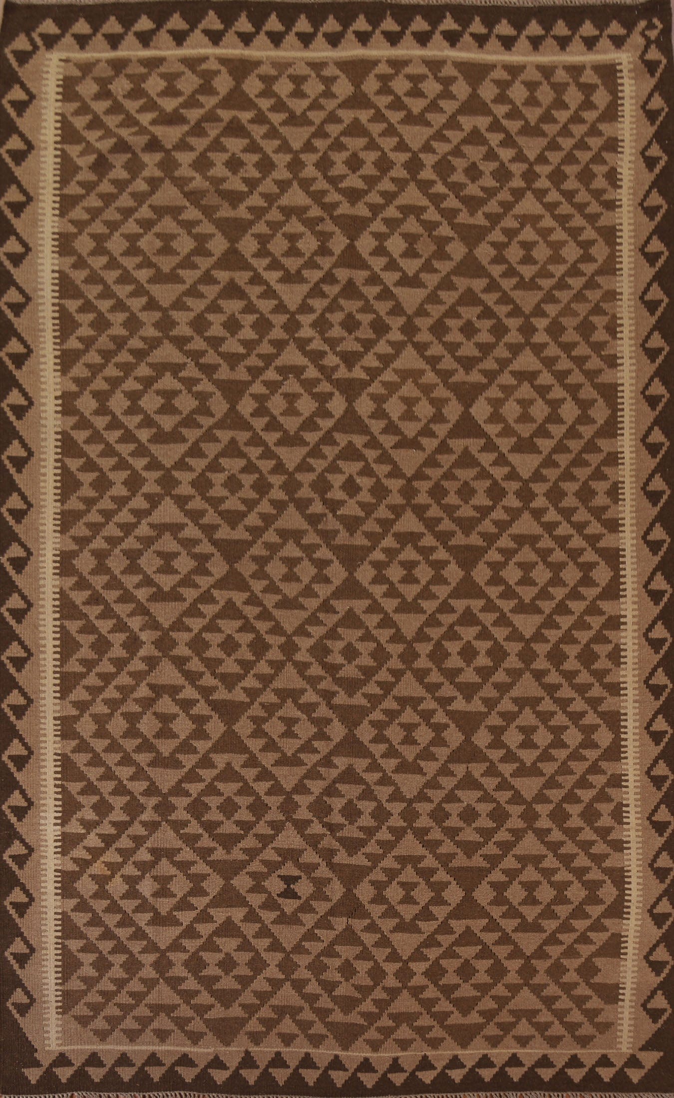 Tribal Kilim Brown Wool Area Rug 7x10