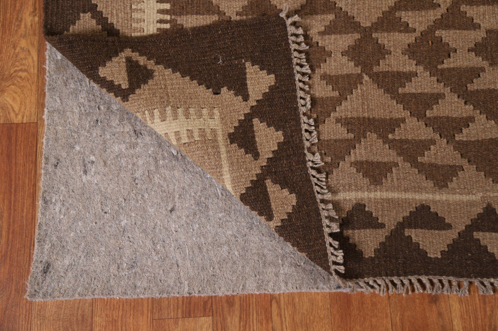 Tribal Kilim Brown Wool Area Rug 7x10