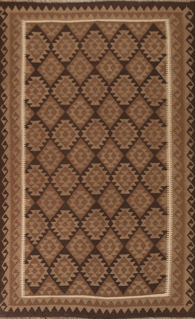 Brown Wool Kilim Oriental Area Rug 7x10