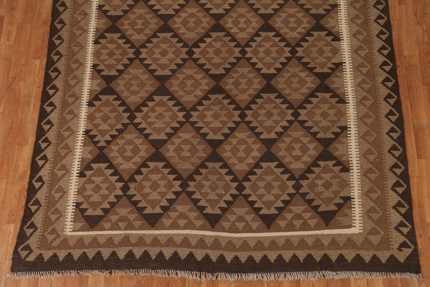 Brown Wool Kilim Oriental Area Rug 7x10