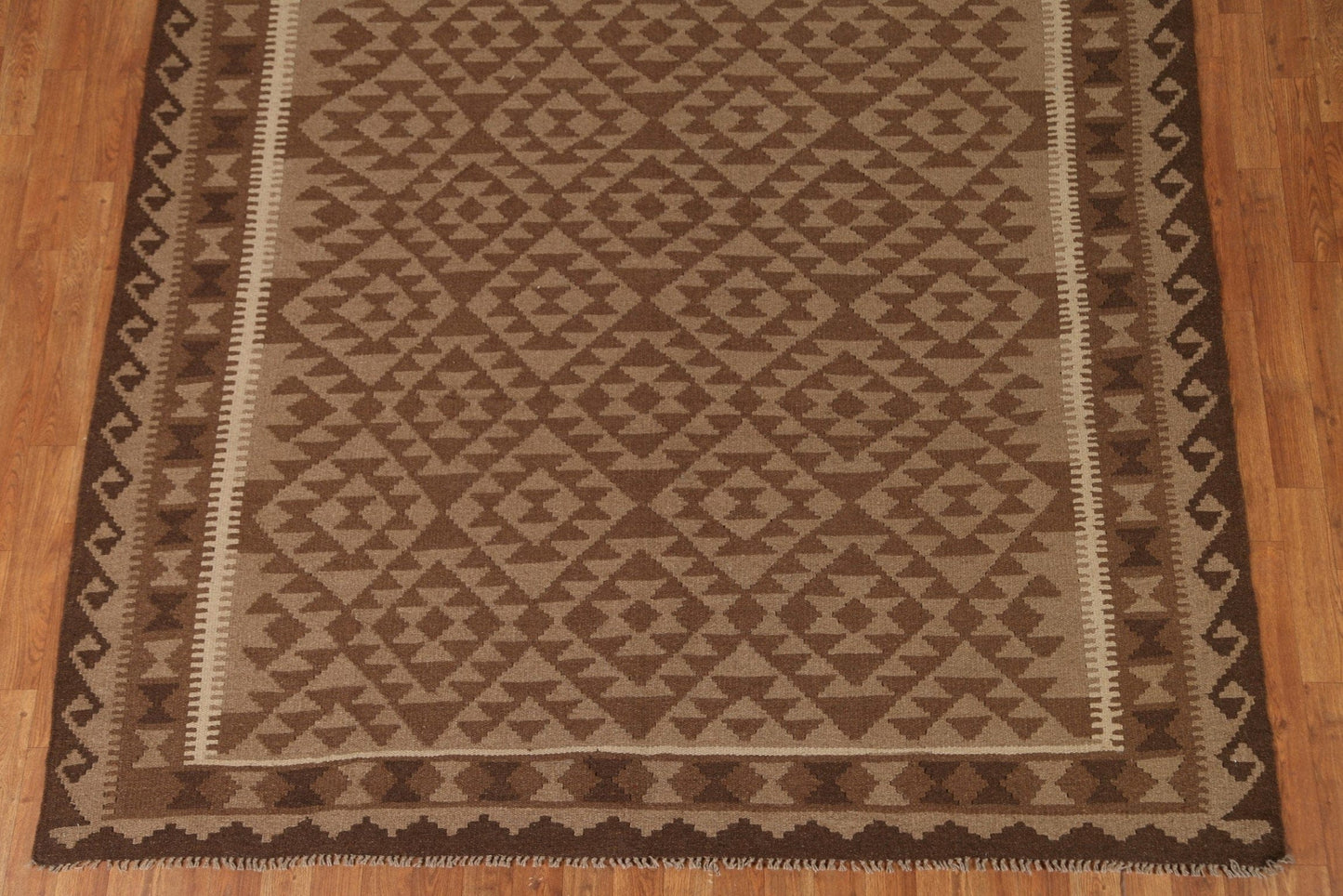 Tribal Brown Kilim Wool Area Rug 7x10