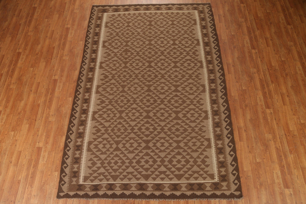 Tribal Brown Kilim Wool Area Rug 7x10