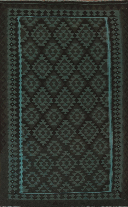 Green Kilim Wool Area Rug 7x10