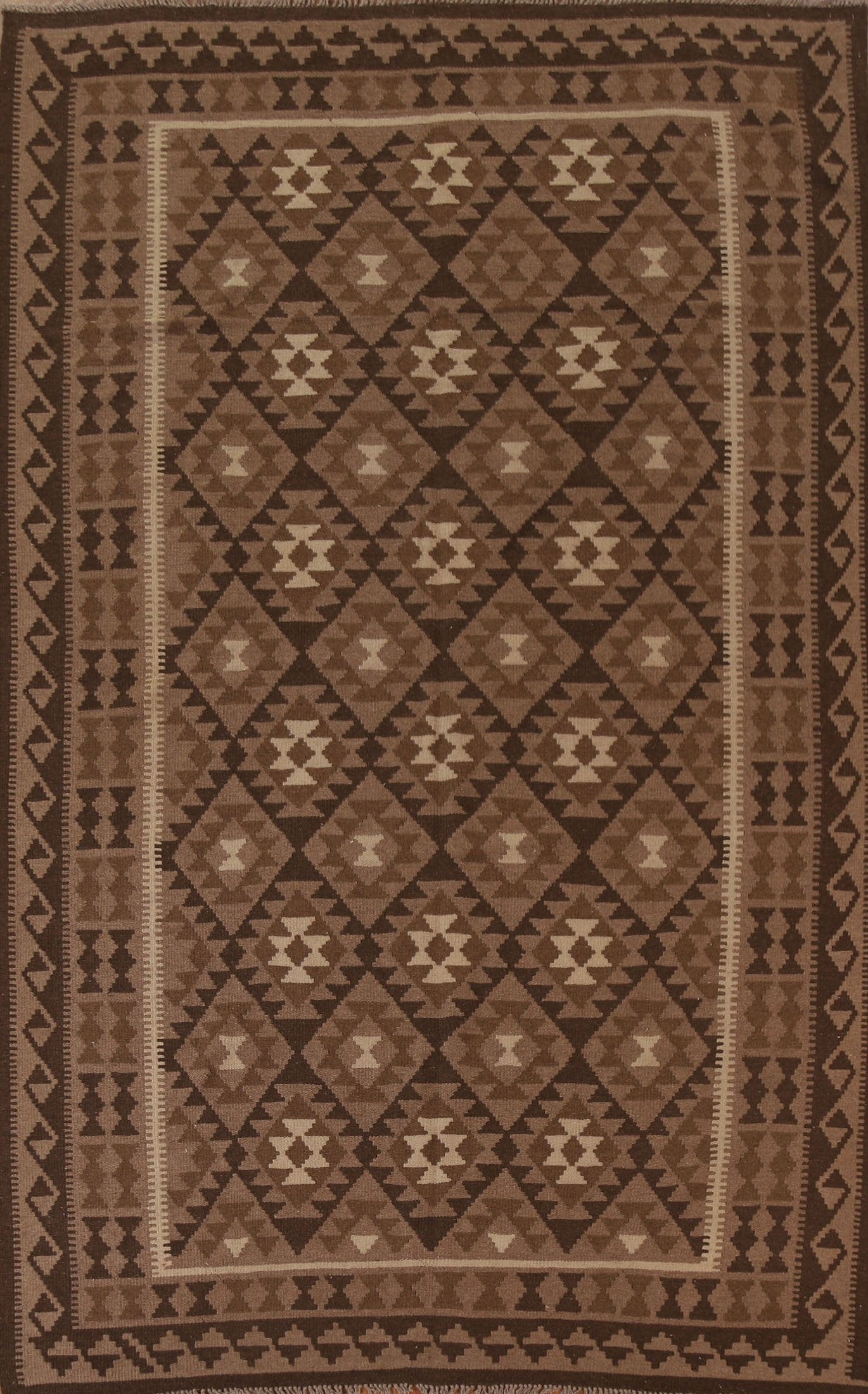 Brown Kilim Oriental Area Rug 6x7