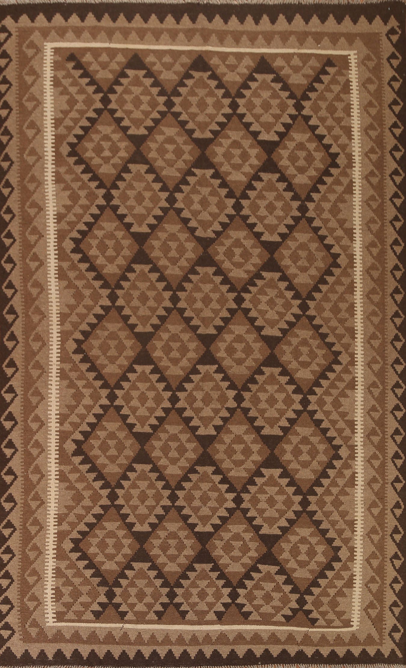 Brown Kilim Tribal Area Rug 7x10