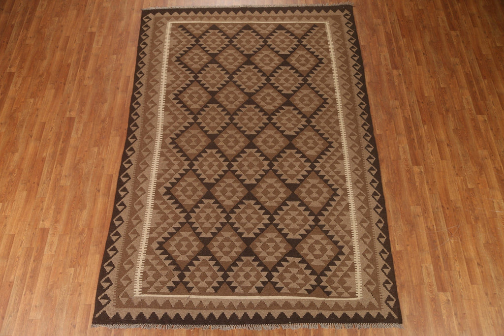 Brown Kilim Tribal Area Rug 7x10