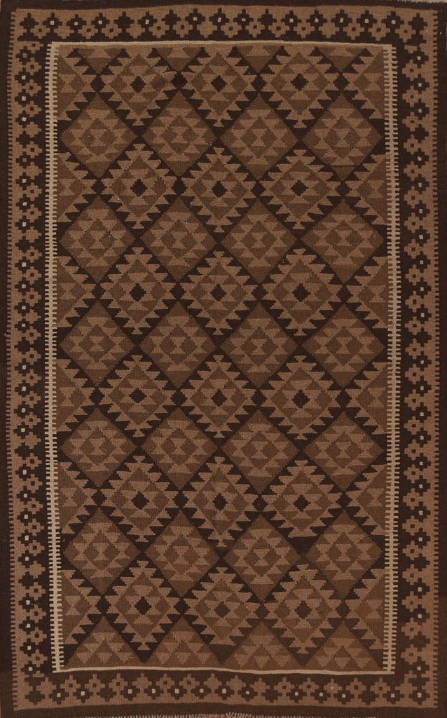 Brown Wool Kilim Oriental Area Rug 7x10