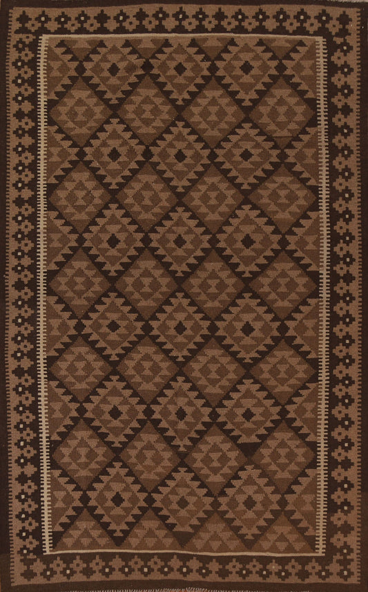 Brown Wool Kilim Oriental Area Rug 7x10