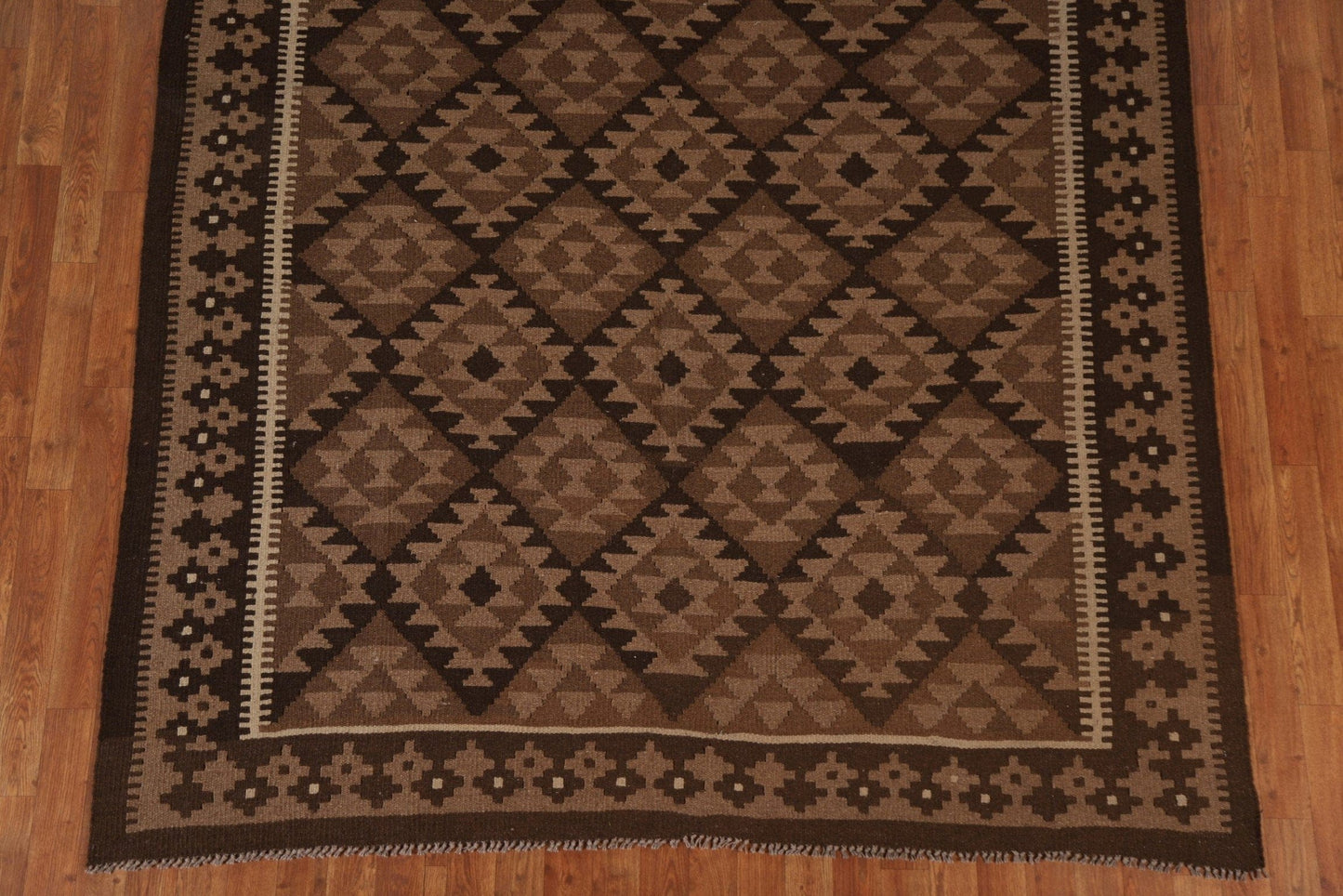 Brown Wool Kilim Oriental Area Rug 7x10