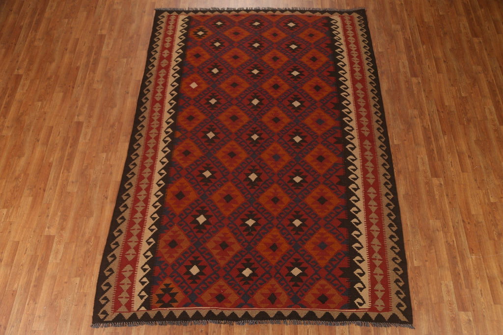 Geometric Kilim Wool Area Rug 7x10