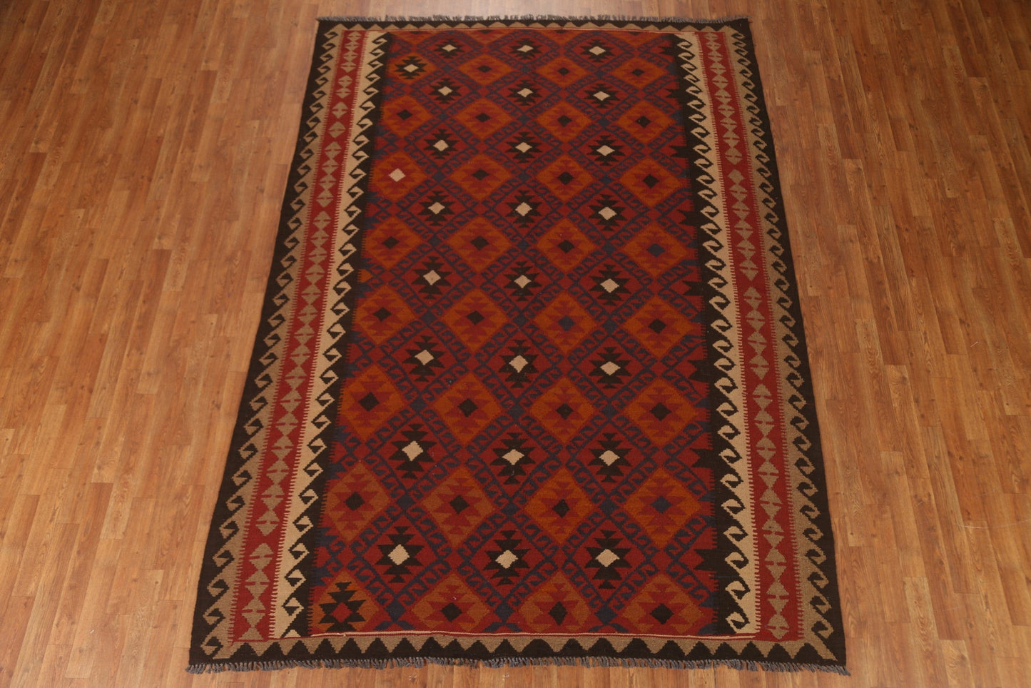 Geometric Kilim Wool Area Rug 7x10