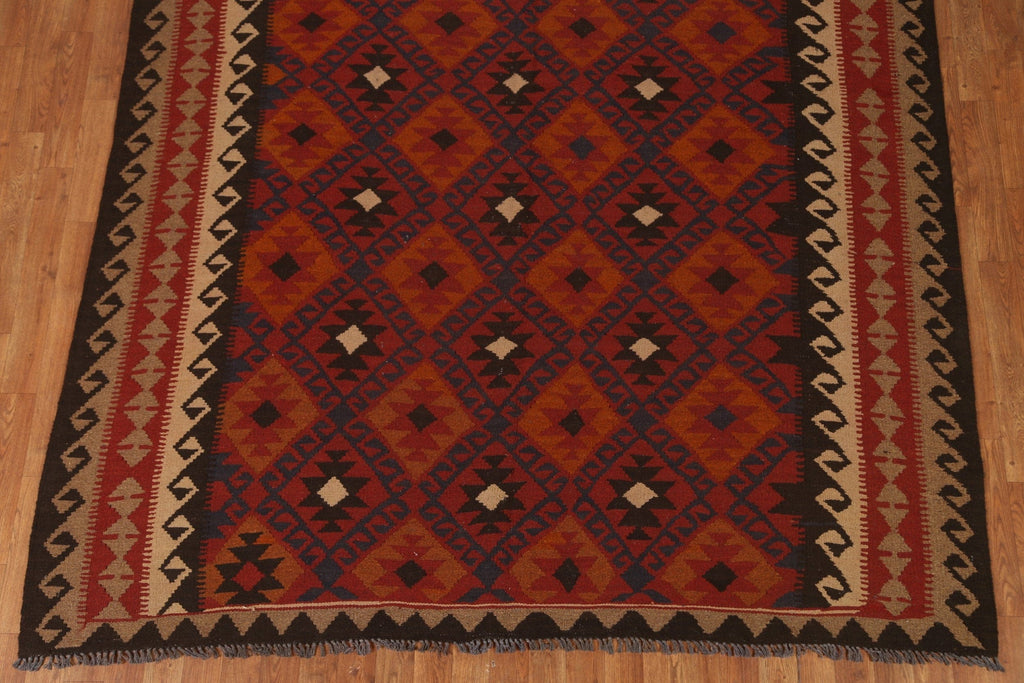 Geometric Kilim Wool Area Rug 7x10