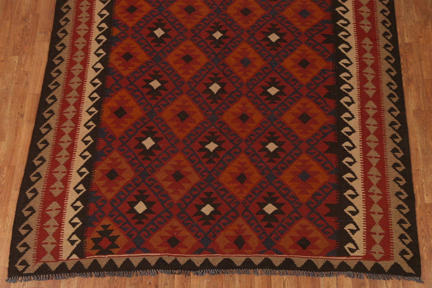 Geometric Kilim Wool Area Rug 7x10