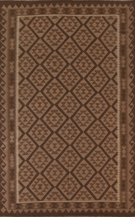 Brown Wool Kilim Oriental Area Rug 7x10