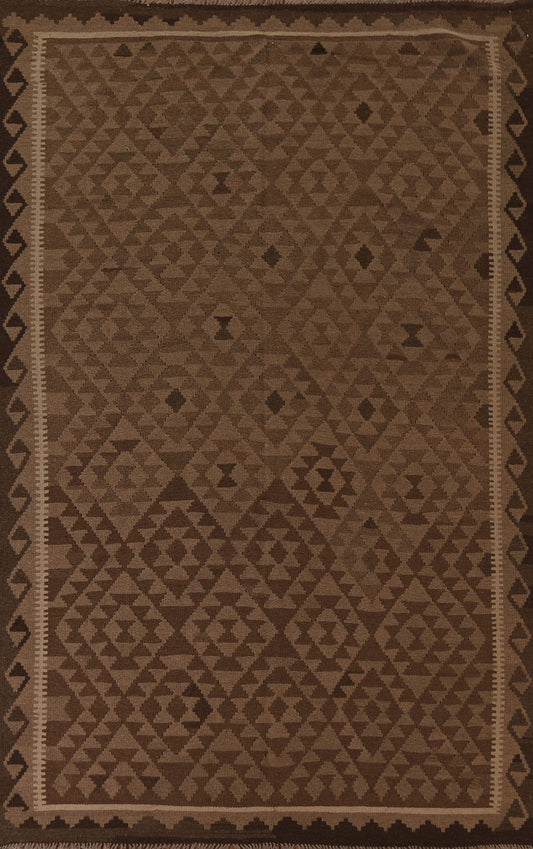 Brown Wool Kilim Oriental Area Rug 7x9