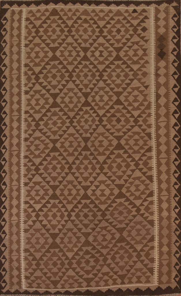 Brown Wool Kilim Oriental Area Rug 6x10