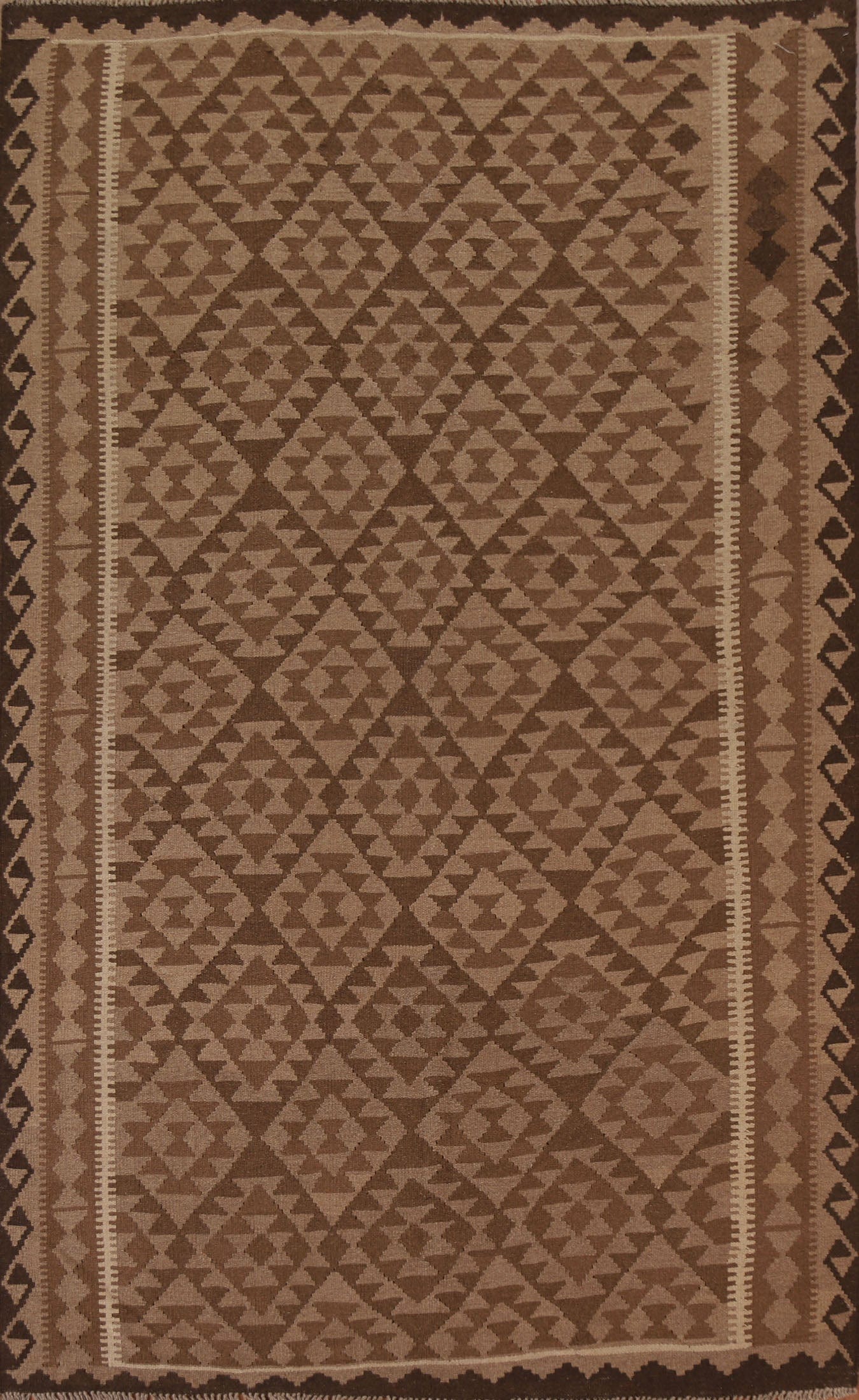 Brown Wool Kilim Oriental Area Rug 6x10