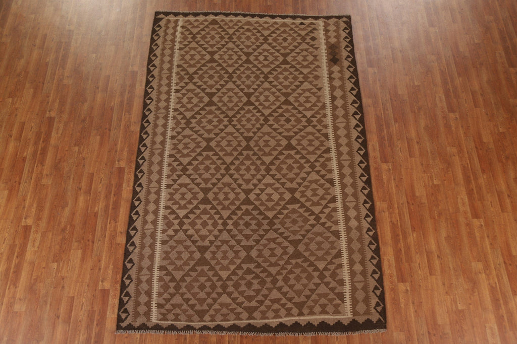 Brown Wool Kilim Oriental Area Rug 6x10