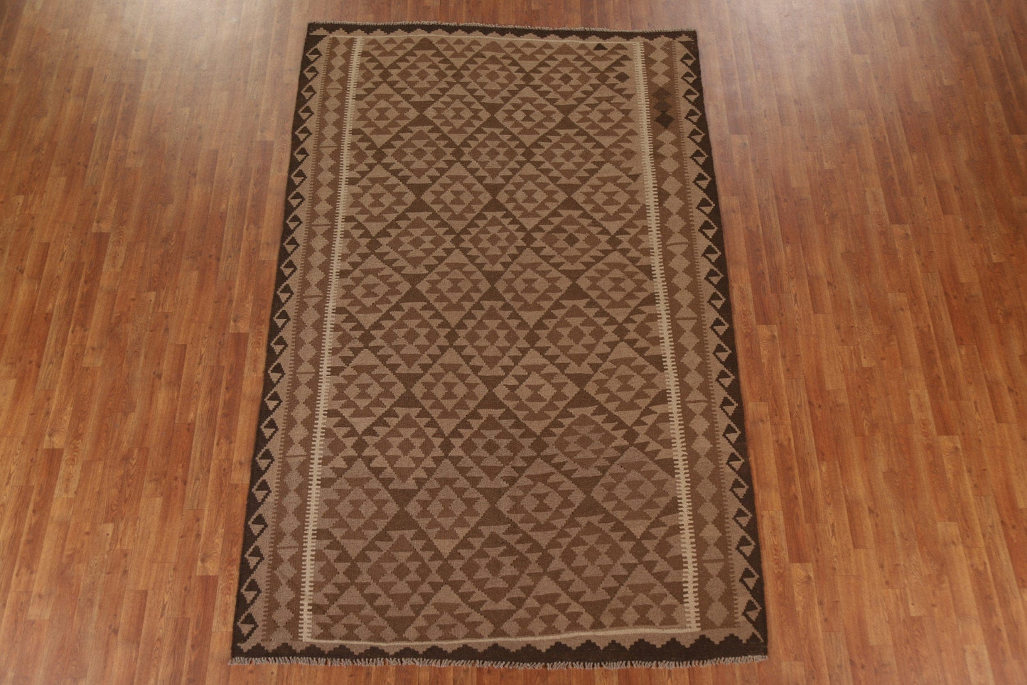 Brown Wool Kilim Oriental Area Rug 6x10