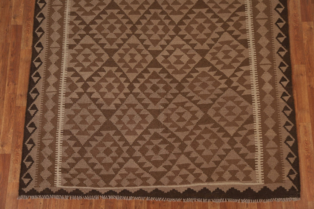 Brown Wool Kilim Oriental Area Rug 6x10