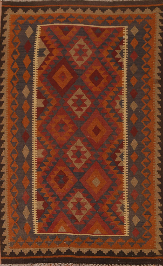 Geometric Kilim Wool Area Rug 5x8