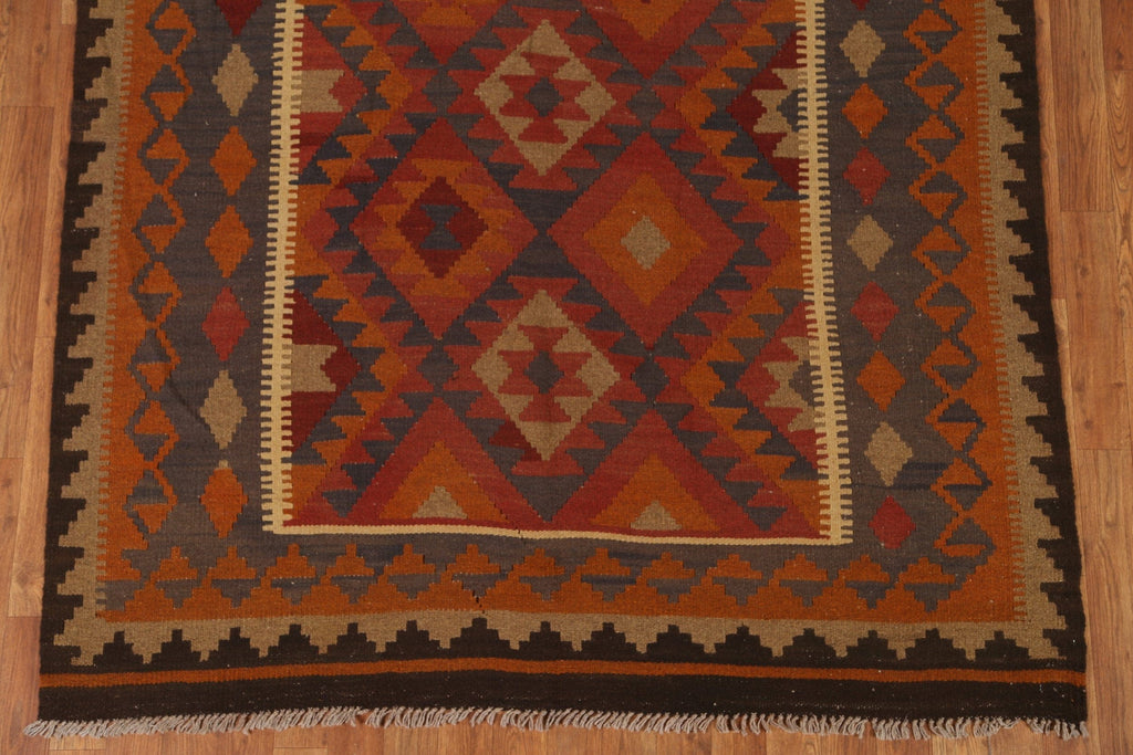 Geometric Kilim Wool Area Rug 5x8